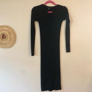 Black ribbed knit bodycon dress